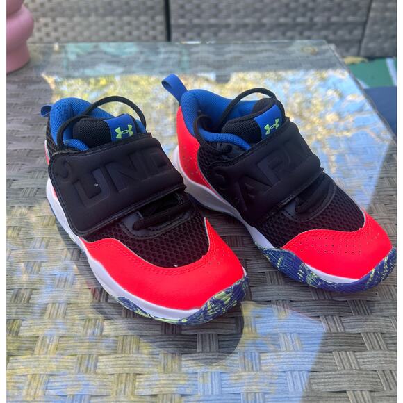 Under Armour Bright Red/Neon Sole - Kids Sneakers - Picture 4 of 8